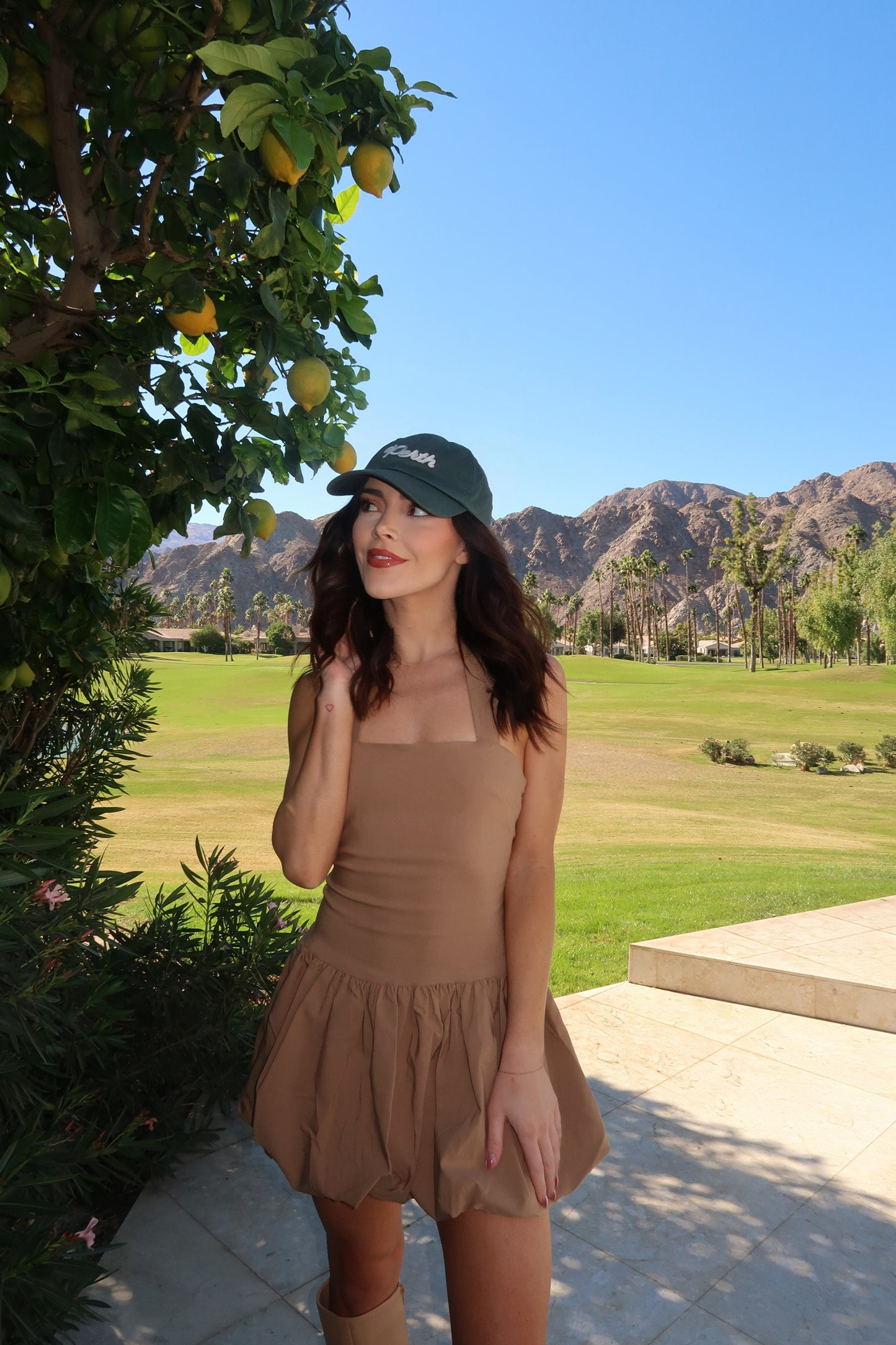 Halter Neck Puff Mini Dress
