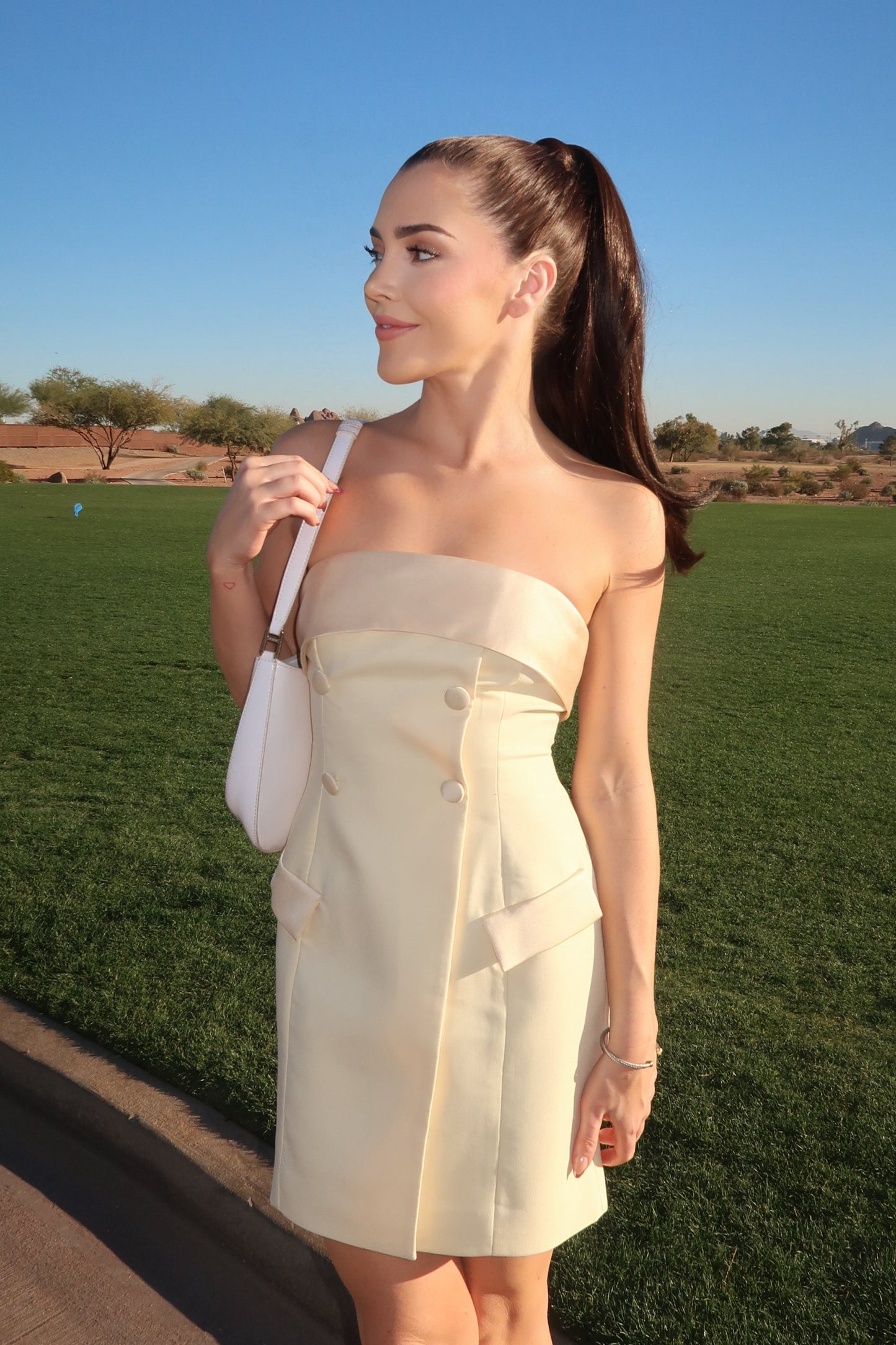 Double Breasted Mini Dress / Butter Yellow