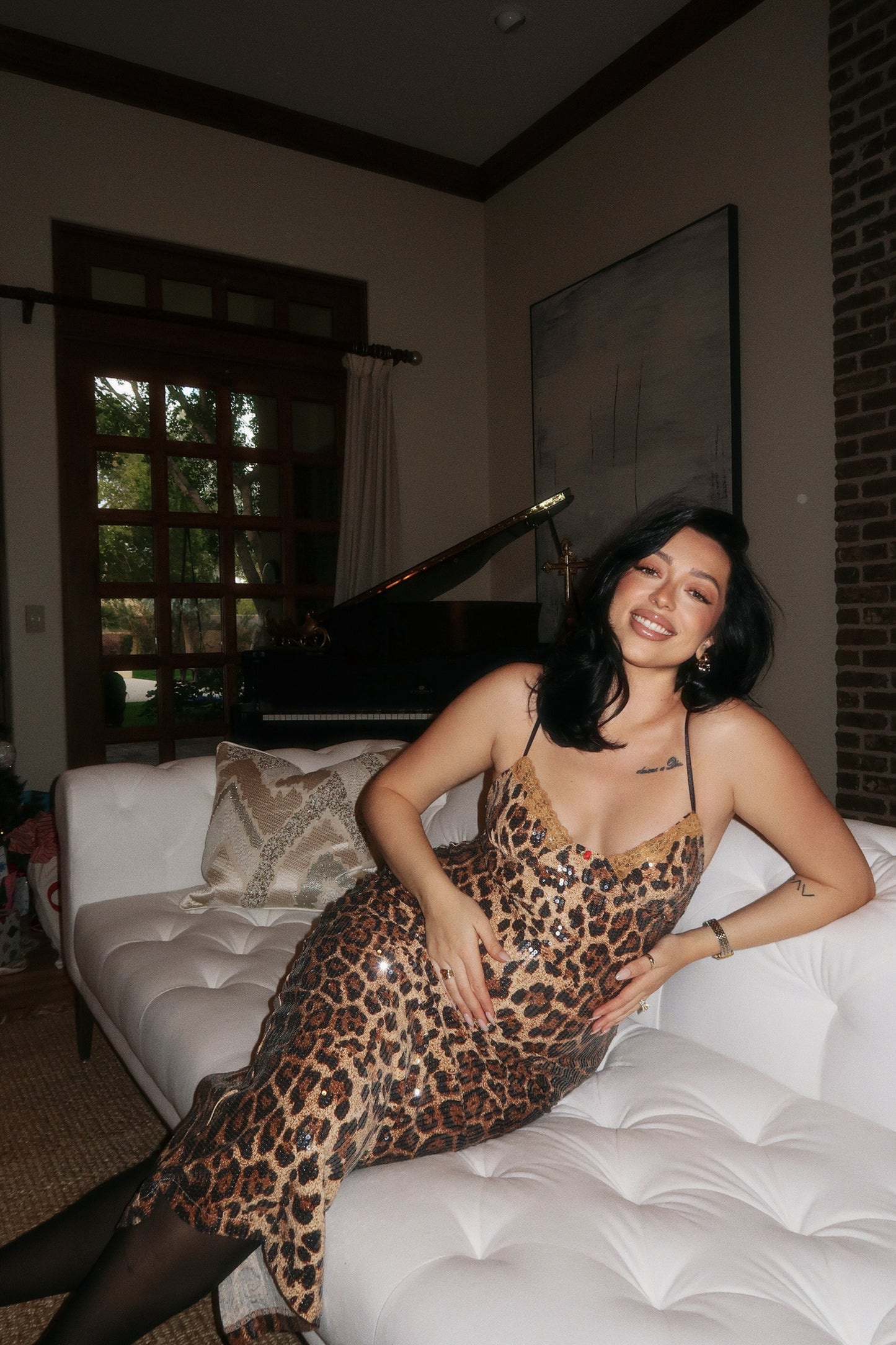 Cheetah Sequin Maxi Slip Dress