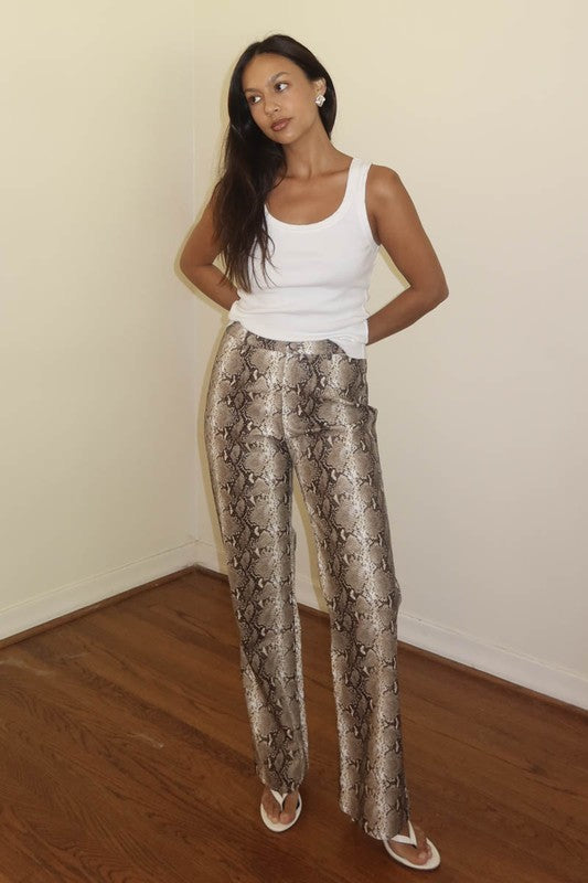 Faux Leather Snake Print Pants